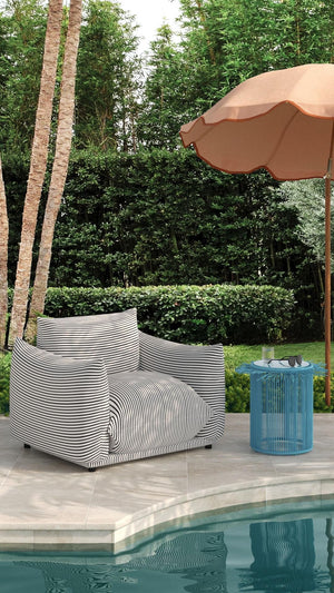 TOV Furniture Saint Tropez Striped Stuffed Armchair - Stylish Indoor/Outdoor Seating for Comfort and Durability Black/Pearl TOV-O68963