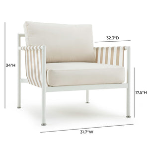 TOV Furniture Dunes Cream Outdoor Armchair - Chic, Durable Seating with Reversible Cushions for Stylish Patios & Gardens TOV-O68965