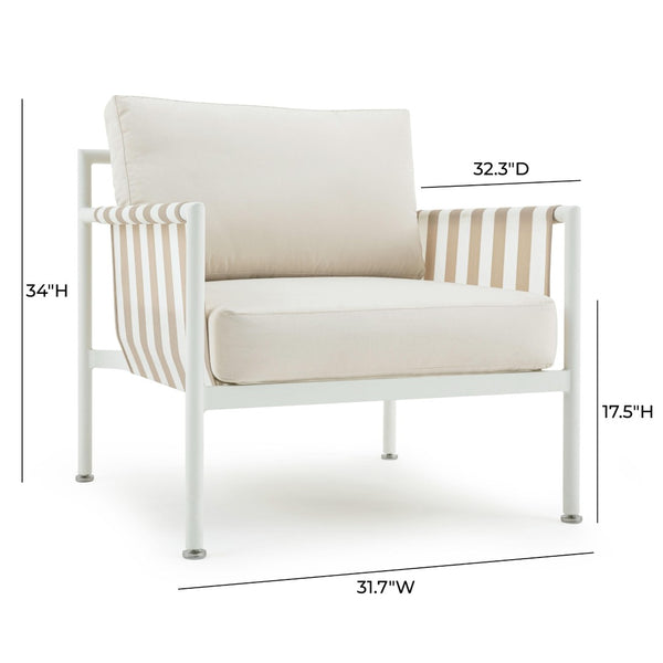 TOV Furniture Dunes Cream Outdoor Armchair - Chic, Durable Seating with Reversible Cushions for Stylish Patios & Gardens TOV-O68965