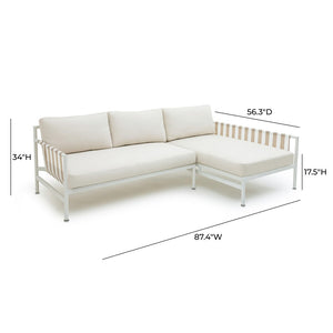 TOV Furniture Dunes 2-Piece Cream Outdoor L-Shaped Sectional Set - Chic Coastal Style for Luxurious Patio Lounging RAF TOV-O68967-O68970