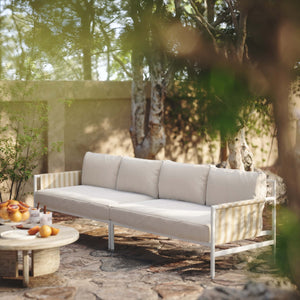 TOV Furniture Dunes Cream Outdoor 110" Sofa - Elegant, Durable Sectional with UV-Resistant Fabric & Comfort Design TOV-O68969-O68970