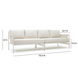TOV Furniture Dunes Cream Outdoor 110" Sofa - Elegant, Durable Sectional with UV-Resistant Fabric & Comfort Design TOV-O68969-O68970