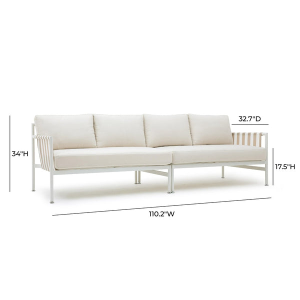 TOV Furniture Dunes Cream Outdoor 110" Sofa - Elegant, Durable Sectional with UV-Resistant Fabric & Comfort Design TOV-O68969-O68970
