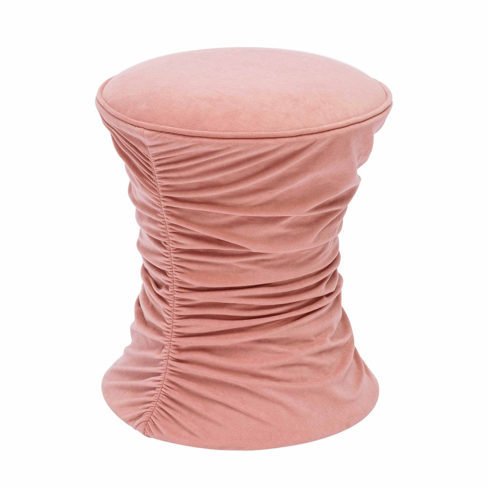 TOV Furniture Bounce Ruched Velvet Adjustable Ottoman - Modern Glam Accent Piece with Hydraulic Lift for Versatility Pink TOV-O68972