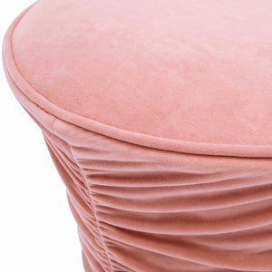 TOV Furniture Bounce Ruched Velvet Adjustable Ottoman - Modern Glam Accent Piece with Hydraulic Lift for Versatility Pink TOV-O68972