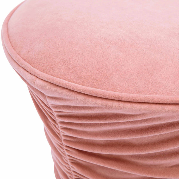 TOV Furniture Bounce Ruched Velvet Adjustable Ottoman - Modern Glam Accent Piece with Hydraulic Lift for Versatility Pink TOV-O68972