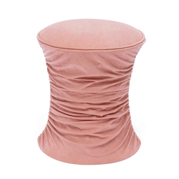 TOV Furniture Bounce Ruched Velvet Adjustable Ottoman - Modern Glam Accent Piece with Hydraulic Lift for Versatility Pink TOV-O68972