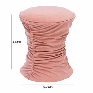 TOV Furniture Bounce Ruched Velvet Adjustable Ottoman - Modern Glam Accent Piece with Hydraulic Lift for Versatility Pink TOV-O68972