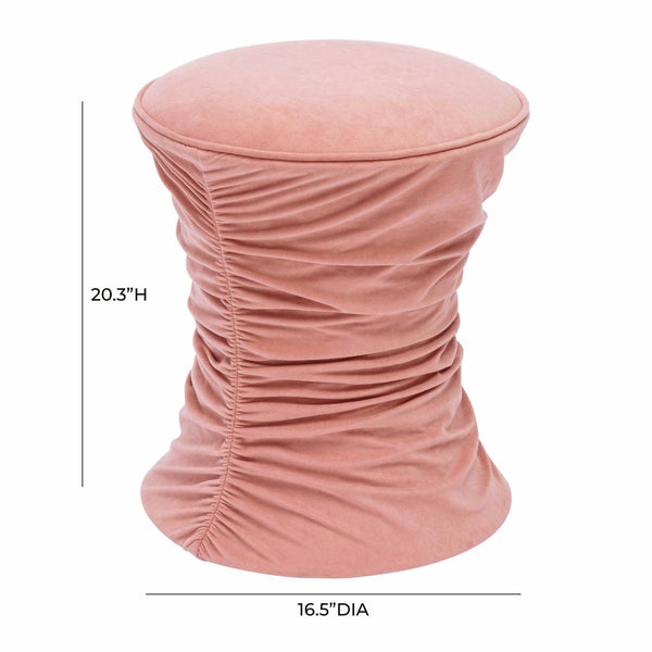 TOV Furniture Bounce Ruched Velvet Adjustable Ottoman - Modern Glam Accent Piece with Hydraulic Lift for Versatility Pink TOV-O68972