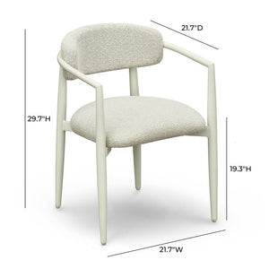 TOV Furniture Annika Textured Outdoor Dining Arm Chair - Durable, Weather-Resistant Comfort for Stylish Patios Cream TOV-O69106