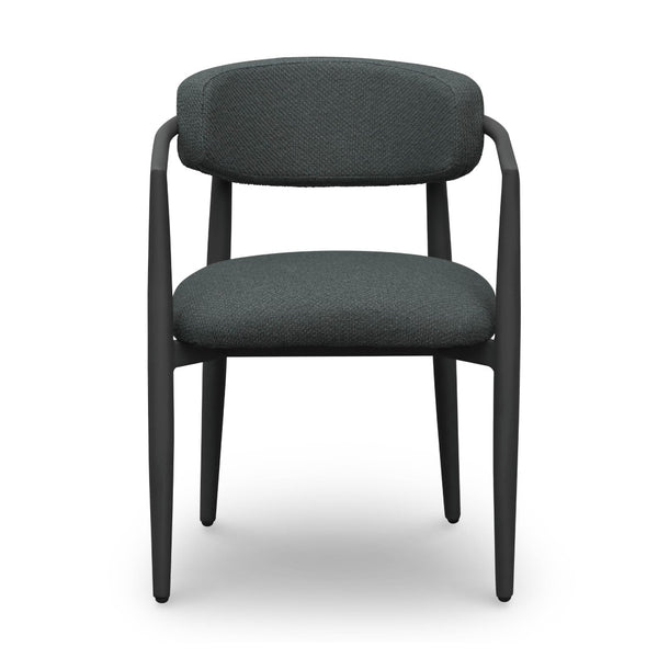 TOV Furniture Annika Textured Outdoor Dining Arm Chair - Durable, Weather-Resistant Comfort for Stylish Patios Black TOV-O69107