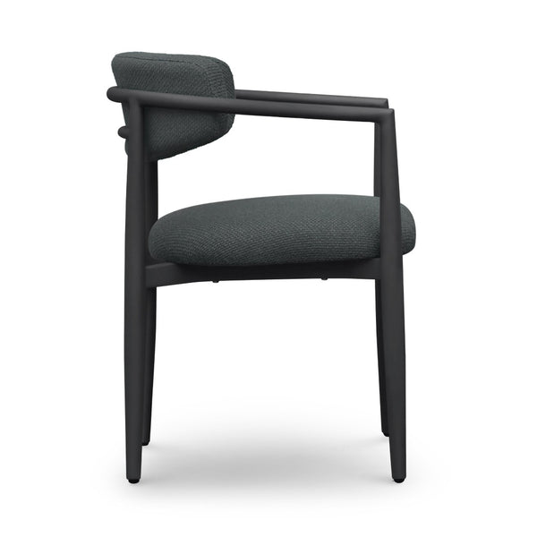 TOV Furniture Annika Textured Outdoor Dining Arm Chair - Durable, Weather-Resistant Comfort for Stylish Patios Black TOV-O69107