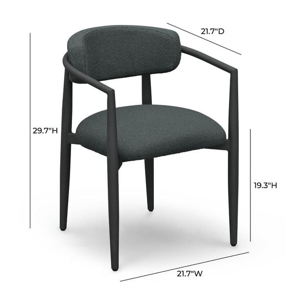 TOV Furniture Annika Textured Outdoor Dining Arm Chair - Durable, Weather-Resistant Comfort for Stylish Patios Black TOV-O69107