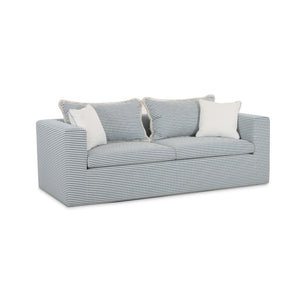 TOV Furniture Salty Coastal-Inspired 84.5" Striped Outdoor Sofa with Removable Cushions and Accent Pillows Blue TOV-O69249