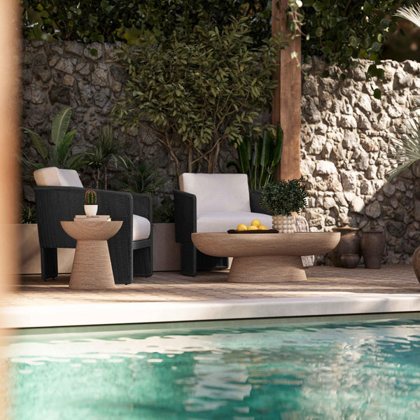 TOV Furniture Alexa Rattan Outdoor Armchair - Stylish, Weather-Resistant Performance Fabric for Ultimate Comfort Black TOV-O69282