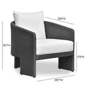 TOV Furniture Alexa Rattan Outdoor Armchair - Stylish, Weather-Resistant Performance Fabric for Ultimate Comfort Black TOV-O69282