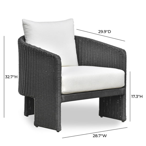 TOV Furniture Alexa Rattan Outdoor Armchair - Stylish, Weather-Resistant Performance Fabric for Ultimate Comfort Black TOV-O69282