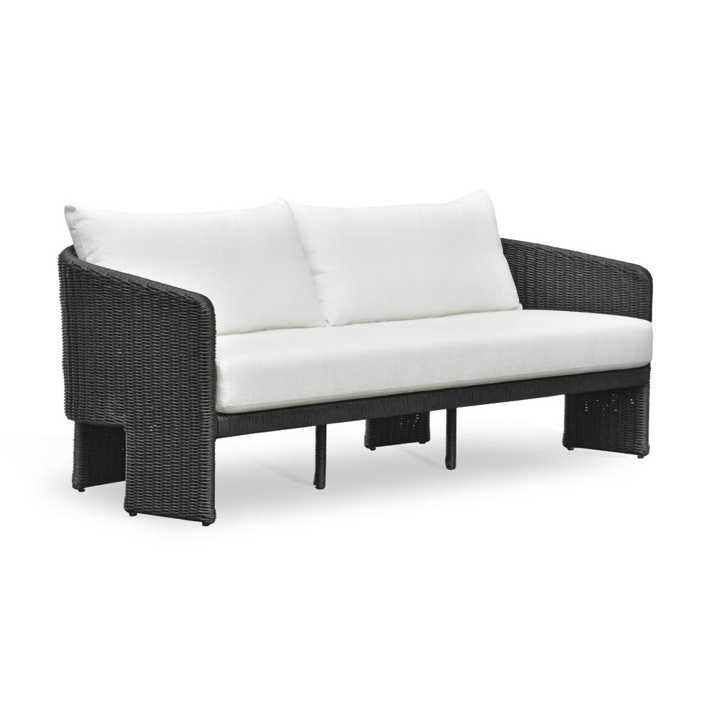 TOV Furniture Alexa 80" Rattan Outdoor Sofa - Stylish, Weather-Resistant Design for Ultimate Comfort and Durability Black TOV-O69283