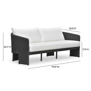 TOV Furniture Alexa 80" Rattan Outdoor Sofa - Stylish, Weather-Resistant Design for Ultimate Comfort and Durability Black TOV-O69283