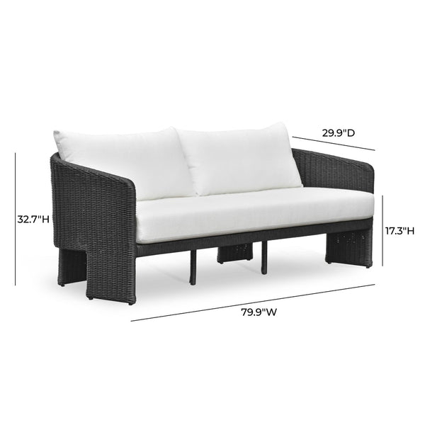TOV Furniture Alexa 80" Rattan Outdoor Sofa - Stylish, Weather-Resistant Design for Ultimate Comfort and Durability Black TOV-O69283