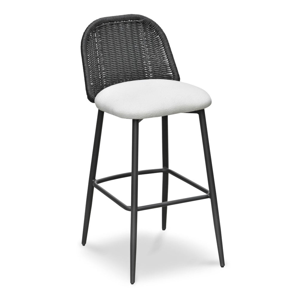 TOV Furniture Alexa Performance Fabric Outdoor Stool - Stylish, Weather-Resistant Seating for Your Patio or Garden Black / Bar Height TOV-O69286