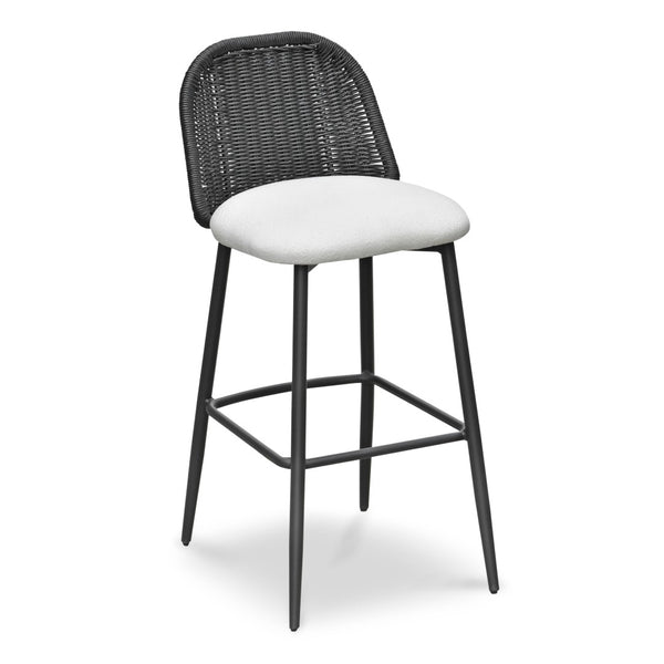 TOV Furniture Alexa Performance Fabric Outdoor Stool - Stylish, Weather-Resistant Seating for Your Patio or Garden Black / Bar Height TOV-O69286