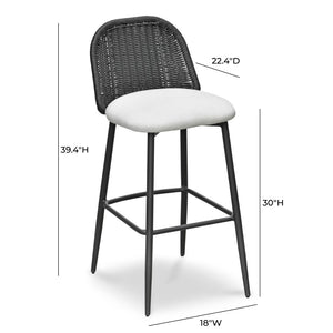 TOV Furniture Alexa Performance Fabric Outdoor Stool - Stylish, Weather-Resistant Seating for Your Patio or Garden Black / Bar Height TOV-O69286