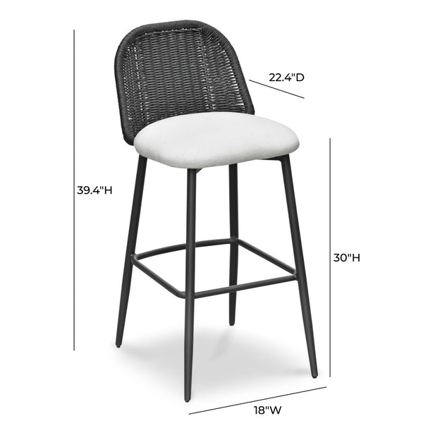TOV Furniture Alexa Performance Fabric Outdoor Stool - Stylish, Weather-Resistant Seating for Your Patio or Garden Black / Bar Height TOV-O69286