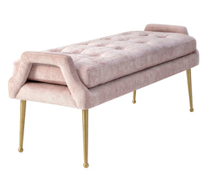 TOV Furniture Eileen Velvet Bench - Stylish Modern Glamour with Plush Upholstery and Elegant Gold-Tone Legs Pink TOV-OC119