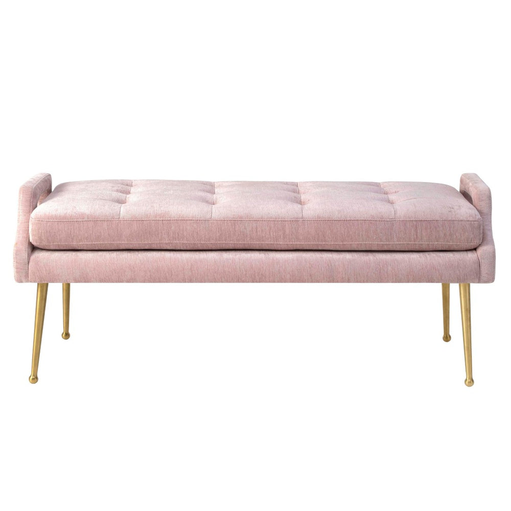 TOV Furniture Eileen Velvet Bench - Stylish Modern Glamour with Plush Upholstery and Elegant Gold-Tone Legs Pink TOV-OC119