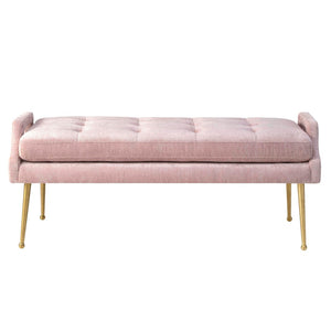 TOV Furniture Eileen Velvet Bench - Stylish Modern Glamour with Plush Upholstery and Elegant Gold-Tone Legs Pink TOV-OC119