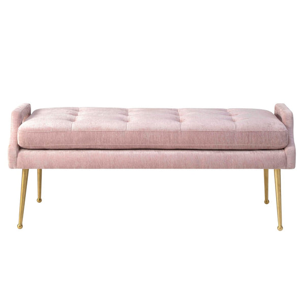 TOV Furniture Eileen Velvet Bench - Stylish Modern Glamour with Plush Upholstery and Elegant Gold-Tone Legs Pink TOV-OC119