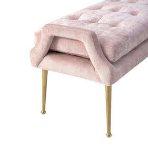 TOV Furniture Eileen Velvet Bench - Stylish Modern Glamour with Plush Upholstery and Elegant Gold-Tone Legs Pink TOV-OC119