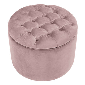 TOV Furniture Queen Velvet Round Storage Ottoman – Luxurious Tufted Accent with Hidden Storage for Stylish Living Spaces Mauve TOV-OC146