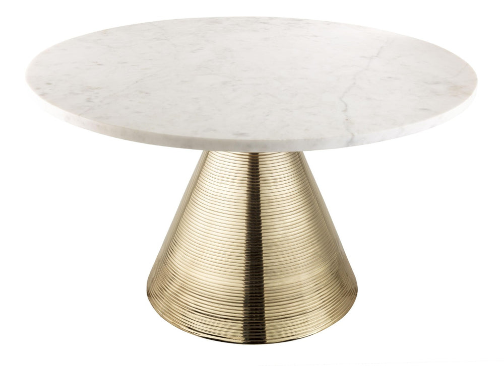TOV Furniture Tempo 30" Marble Round Coffee Table – Luxurious White Top with Gold Base, Modern Handmade Elegance TOV-OC18128