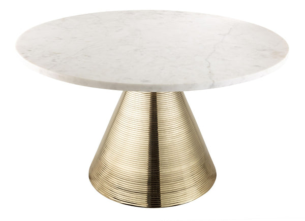 TOV Furniture Tempo 30" Marble Round Coffee Table – Luxurious White Top with Gold Base, Modern Handmade Elegance TOV-OC18128