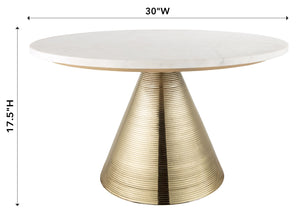 TOV Furniture Tempo 30" Marble Round Coffee Table – Luxurious White Top with Gold Base, Modern Handmade Elegance TOV-OC18128