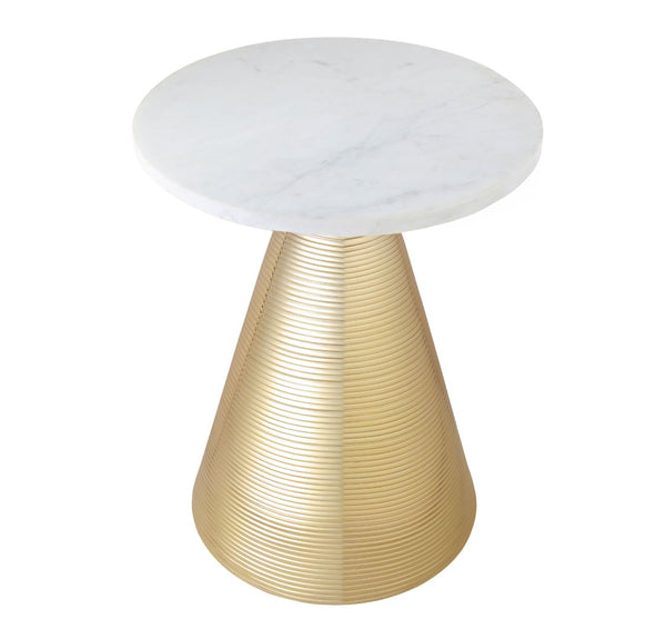 TOV Furniture Tempo Marble Round Side Table - Elegant White Marble Top with Gold Base for Chic Living Spaces TOV-OC18129