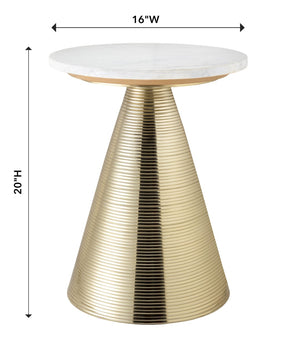 TOV Furniture Tempo Marble Round Side Table - Elegant White Marble Top with Gold Base for Chic Living Spaces TOV-OC18129