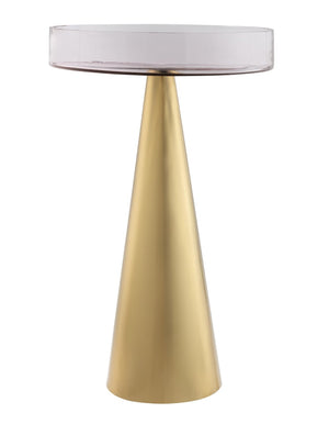 TOV Furniture Alo Contemporary Side Table - Elegant Pink Glass Top with Gold Conical Base, Handmade in India Small TOV-OC18131