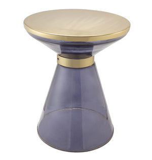 TOV Furniture Coral Side Table - Glamorous Hourglass Design with Blue Glass & Gold Top for Chic Interiors TOV-OC18132