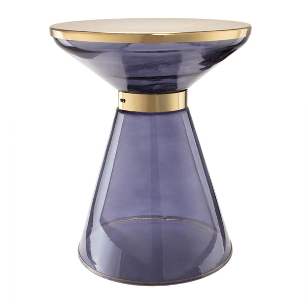 TOV Furniture Coral Side Table - Glamorous Hourglass Design with Blue Glass & Gold Top for Chic Interiors TOV-OC18132
