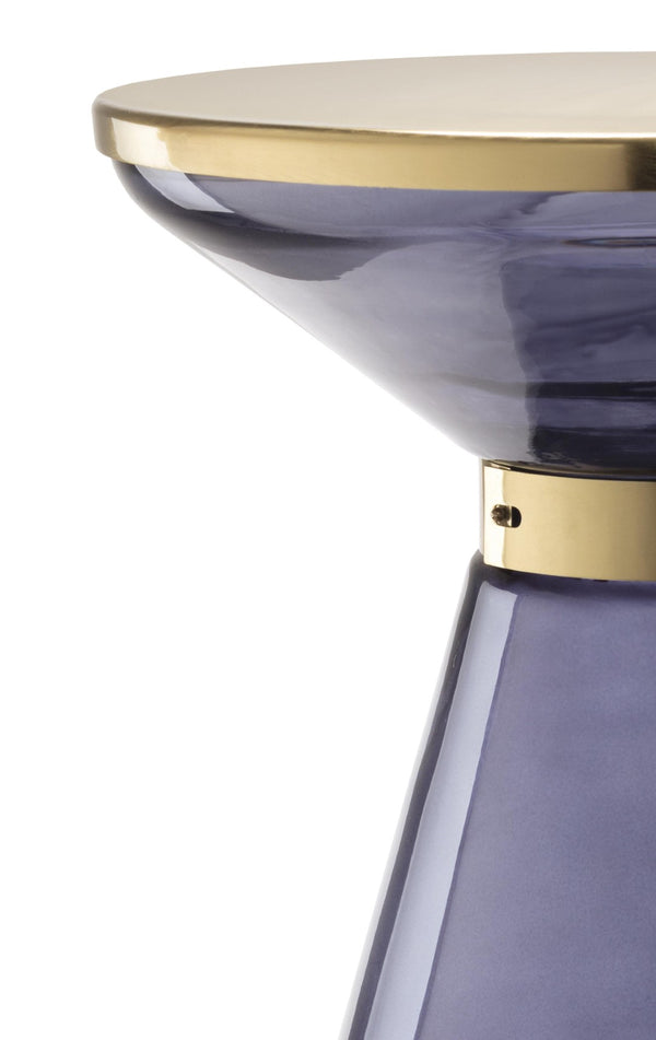 TOV Furniture Coral Side Table - Glamorous Hourglass Design with Blue Glass & Gold Top for Chic Interiors TOV-OC18132