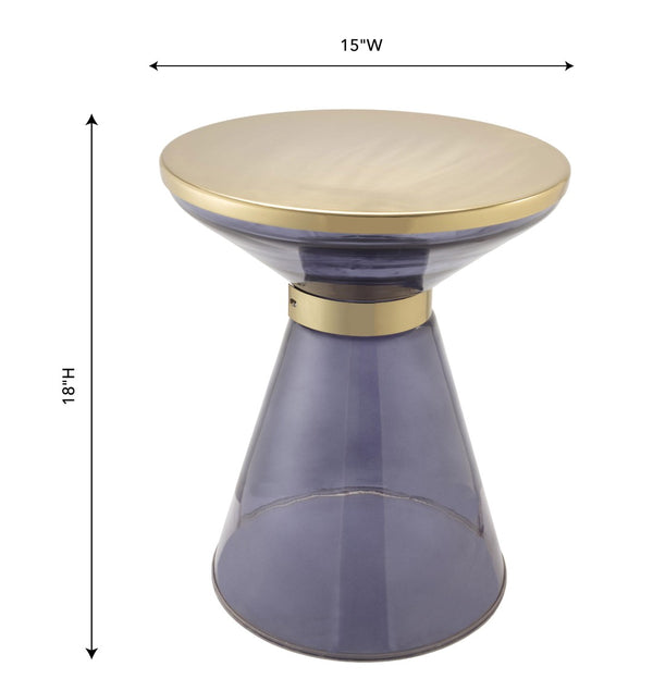 TOV Furniture Coral Side Table - Glamorous Hourglass Design with Blue Glass & Gold Top for Chic Interiors TOV-OC18132