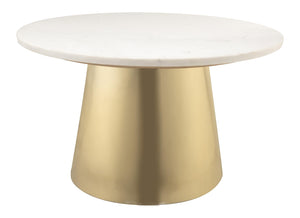 TOV Furniture Bleeker 31" Round Coffee Table - Elegant White Marble Top with Gold Iron Base for Modern Spaces TOV-OC18134