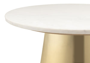 TOV Furniture Bleeker 31" Round Coffee Table - Elegant White Marble Top with Gold Iron Base for Modern Spaces TOV-OC18134