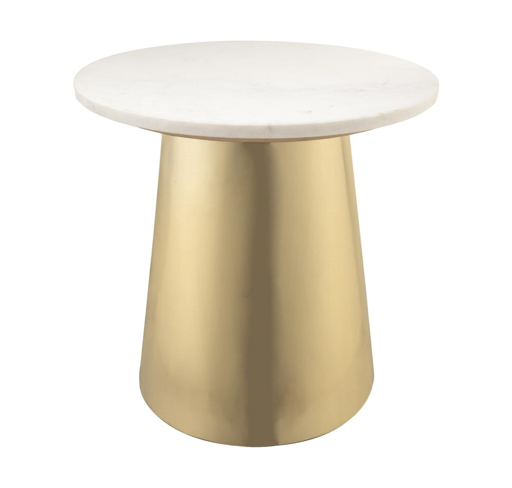 TOV Furniture Bleeker Marble Side Table - Modern Glam Decor with Gold Base, Unique White Top, No Assembly Needed TOV-OC18135