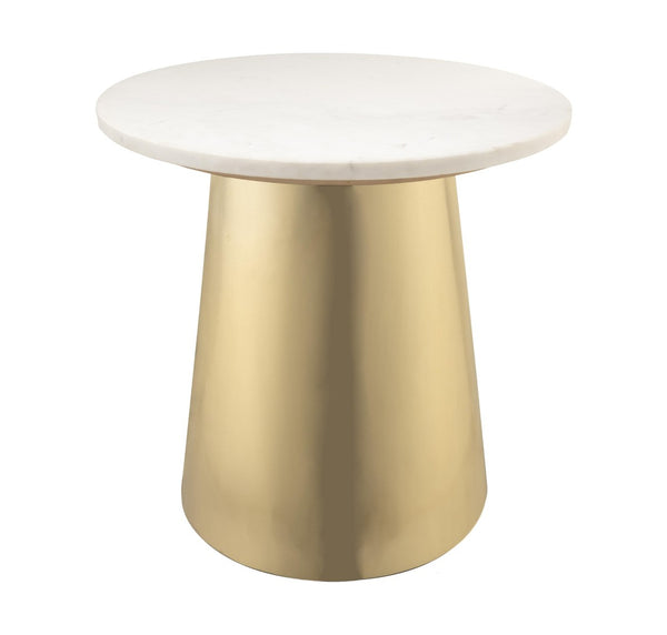 TOV Furniture Bleeker Marble Side Table - Modern Glam Decor with Gold Base, Unique White Top, No Assembly Needed TOV-OC18135