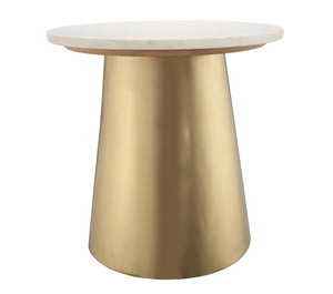 TOV Furniture Bleeker Marble Side Table - Modern Glam Decor with Gold Base, Unique White Top, No Assembly Needed TOV-OC18135