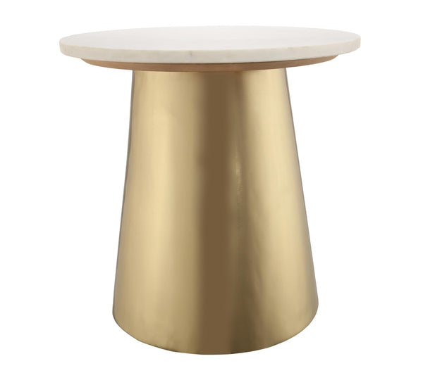TOV Furniture Bleeker Marble Side Table - Modern Glam Decor with Gold Base, Unique White Top, No Assembly Needed TOV-OC18135